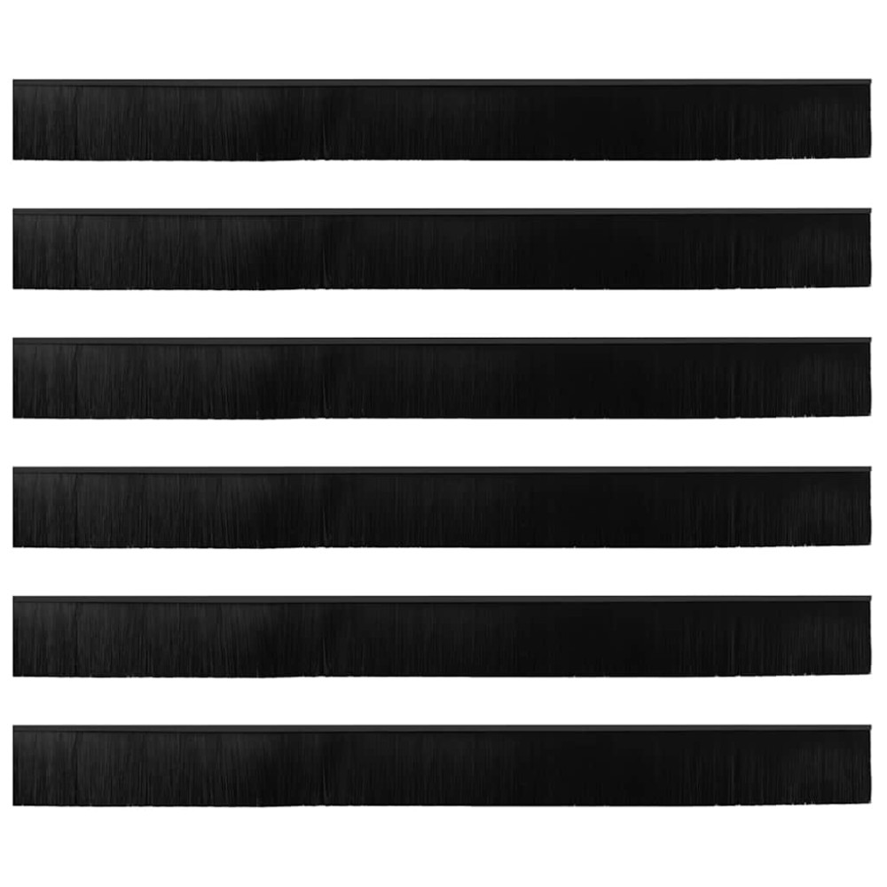 Produktbild för Självhäftande dörrborstlist 6 pcs Svart 100 cm