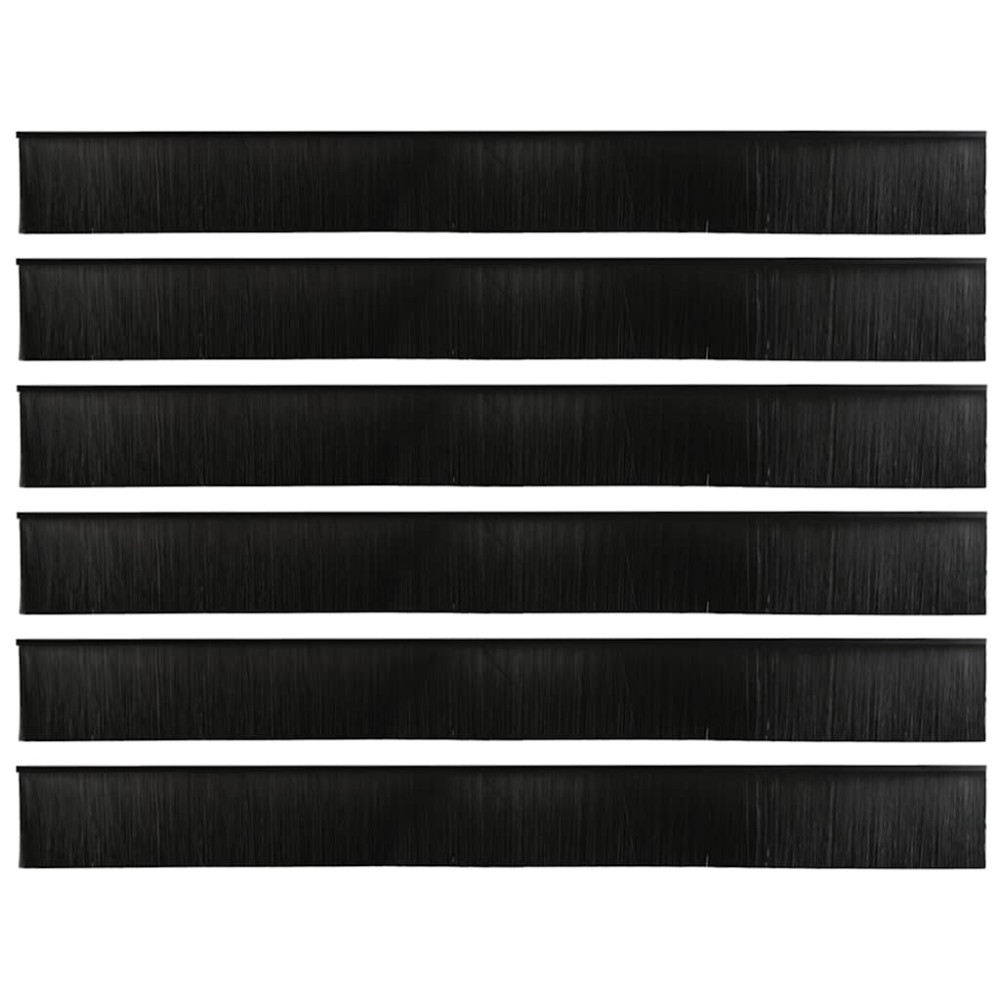 Produktbild för Självhäftande dörrborstlist 6 pcs Svart 100 cm