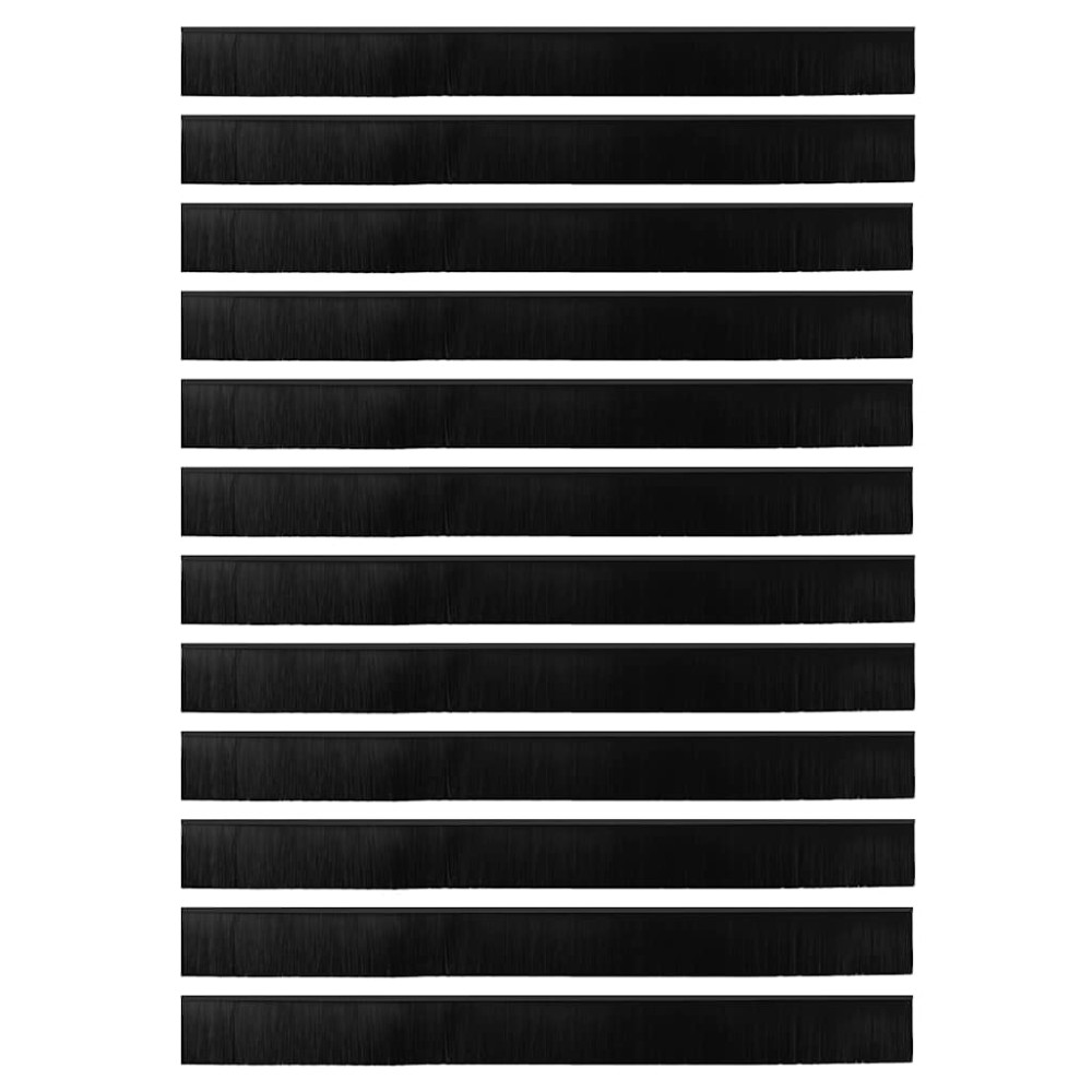 Produktbild för Självhäftande dörrborstlist 12 pcs Svart 100 cm