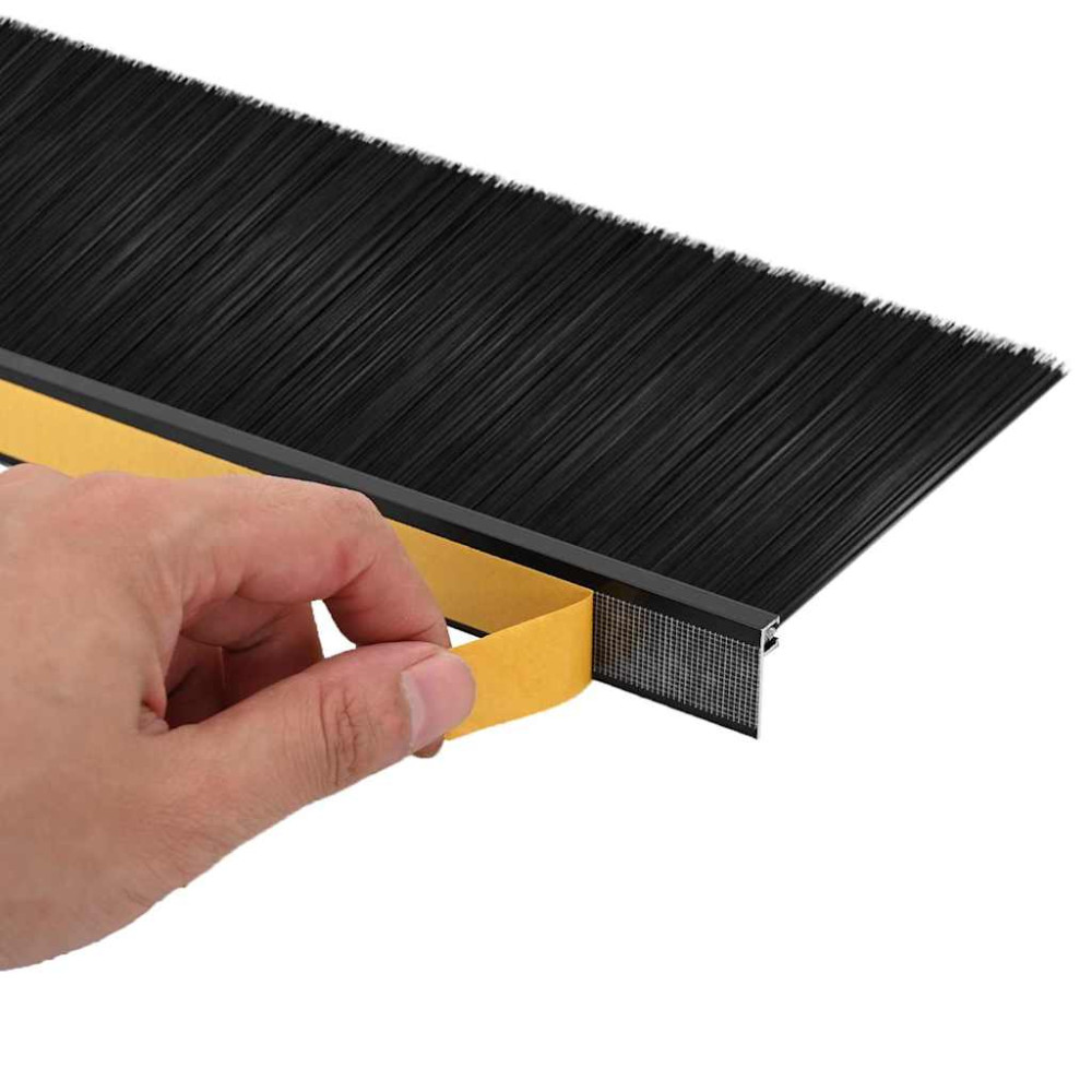 Produktbild för Självhäftande dörrborstlist 12 pcs Svart 100 cm