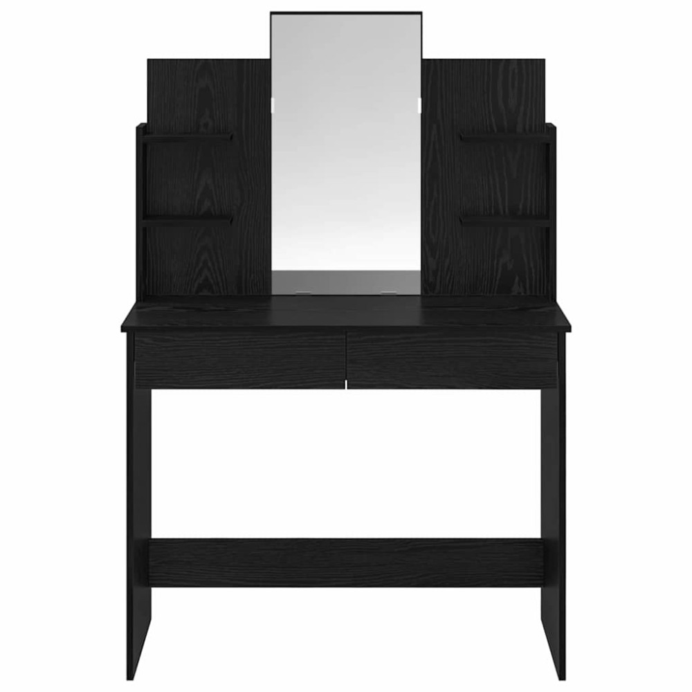 Produktbild för Klädbord med Spegel Svart Ek 96 x 39 x 142 cm Konstruerat trä