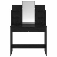 Produktbild för Klädbord med Spegel Svart Ek 96 x 39 x 142 cm Konstruerat trä
