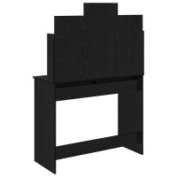 Produktbild för Klädbord med Spegel Svart Ek 96 x 39 x 142 cm Konstruerat trä