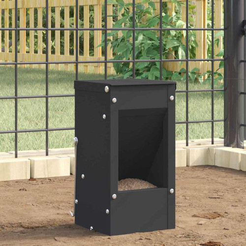 vidaXL Kaninsmatare Svart 12,5 x 12,5 x 25 cm Kallvalsat Stål