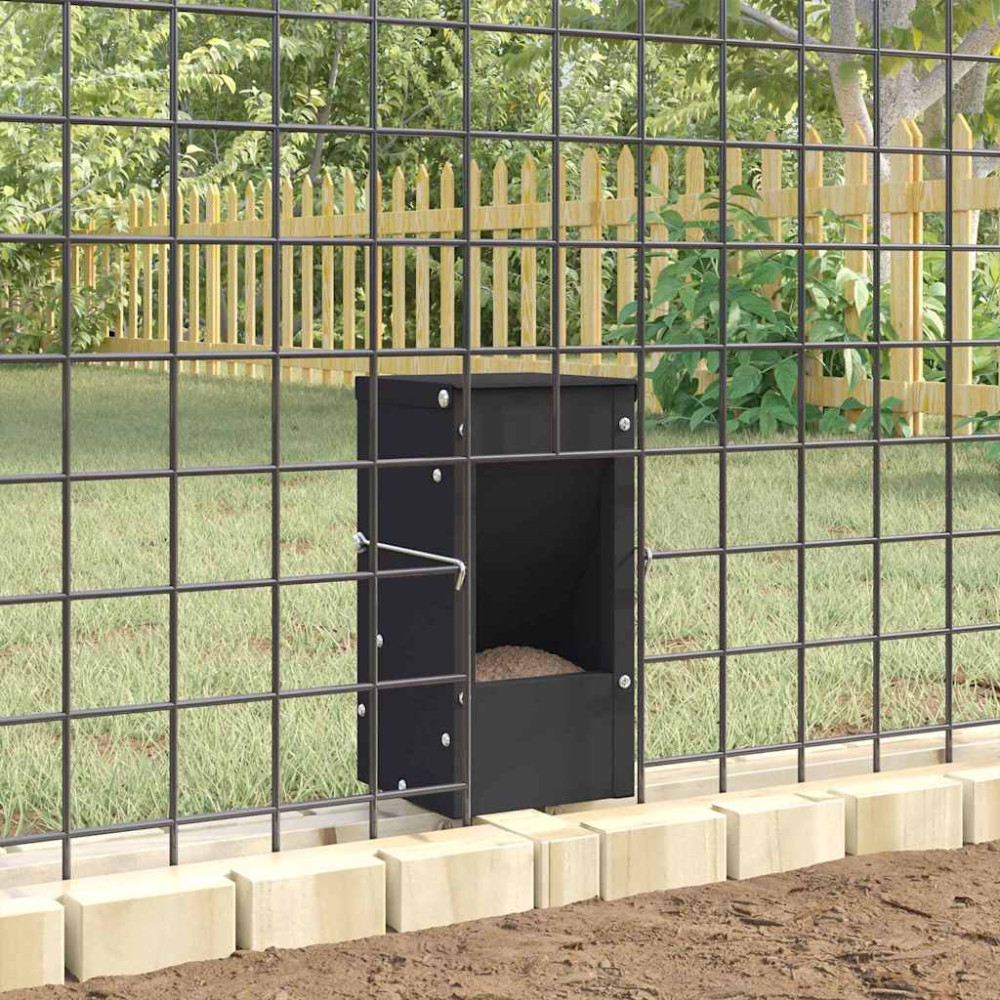 Produktbild för Kaninsmatare Svart 12,5 x 12,5 x 25 cm Kallvalsat Stål