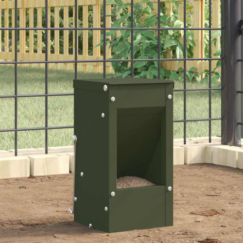 vidaXL Kaninsmatare Olivgrön 12,5 x 12,5 x 25 cm Kallvalsat Stål