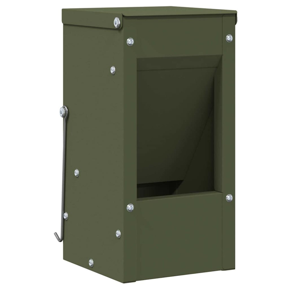 Produktbild för Kaninsmatare Olivgrön 12,5 x 12,5 x 25 cm Kallvalsat Stål