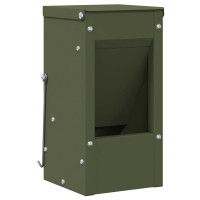 Produktbild för Kaninsmatare Olivgrön 12,5 x 12,5 x 25 cm Kallvalsat Stål