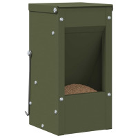 Produktbild för Kaninsmatare Olivgrön 12,5 x 12,5 x 25 cm Kallvalsat Stål