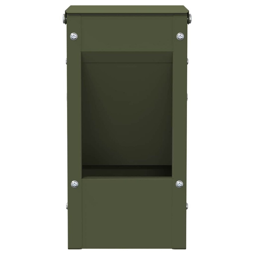 Produktbild för Kaninsmatare Olivgrön 12,5 x 12,5 x 25 cm Kallvalsat Stål