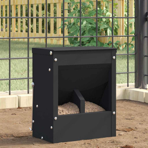 vidaXL Kaninsmatare Svart 20 x 12,5 x 25 cm Kallvalsat Stål