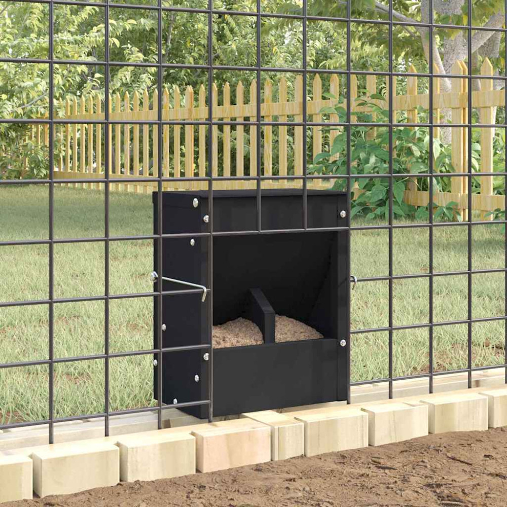 Produktbild för Kaninsmatare Svart 20 x 12,5 x 25 cm Kallvalsat Stål