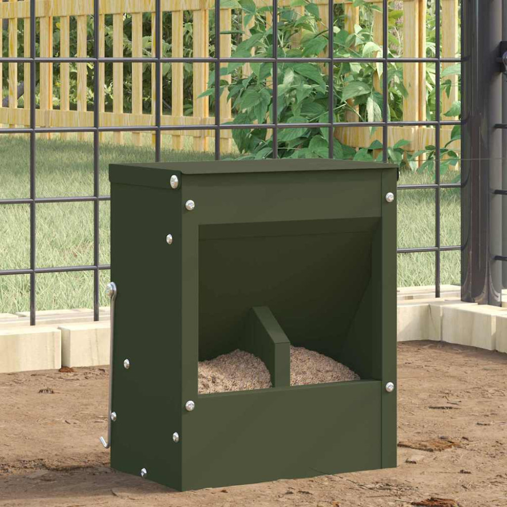 Produktbild för Kaninsmatare Olivgrön 20 x 12,5 x 25 cm Kallvalsat Stål
