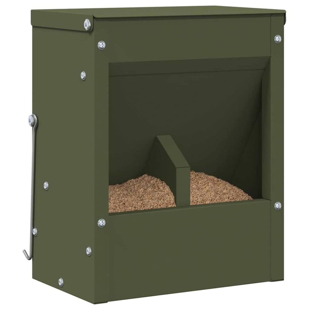 Produktbild för Kaninsmatare Olivgrön 20 x 12,5 x 25 cm Kallvalsat Stål