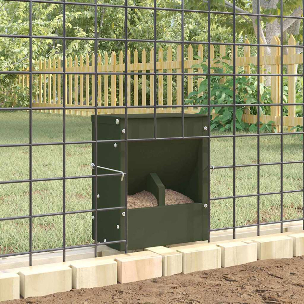 Produktbild för Kaninsmatare Olivgrön 20 x 12,5 x 25 cm Kallvalsat Stål