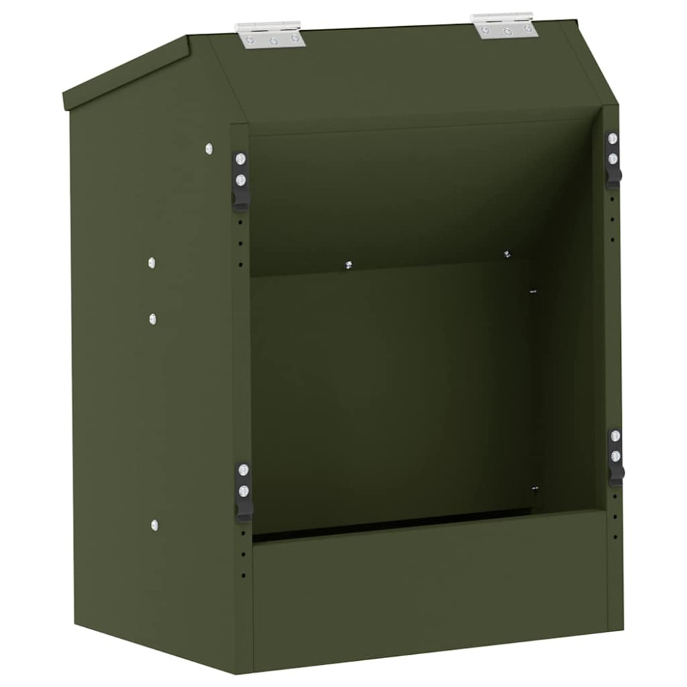 Produktbild för Kaninsmatare Olivgrön 64.5 x 25.5 x 45.5 cm Kallvalsat Stål