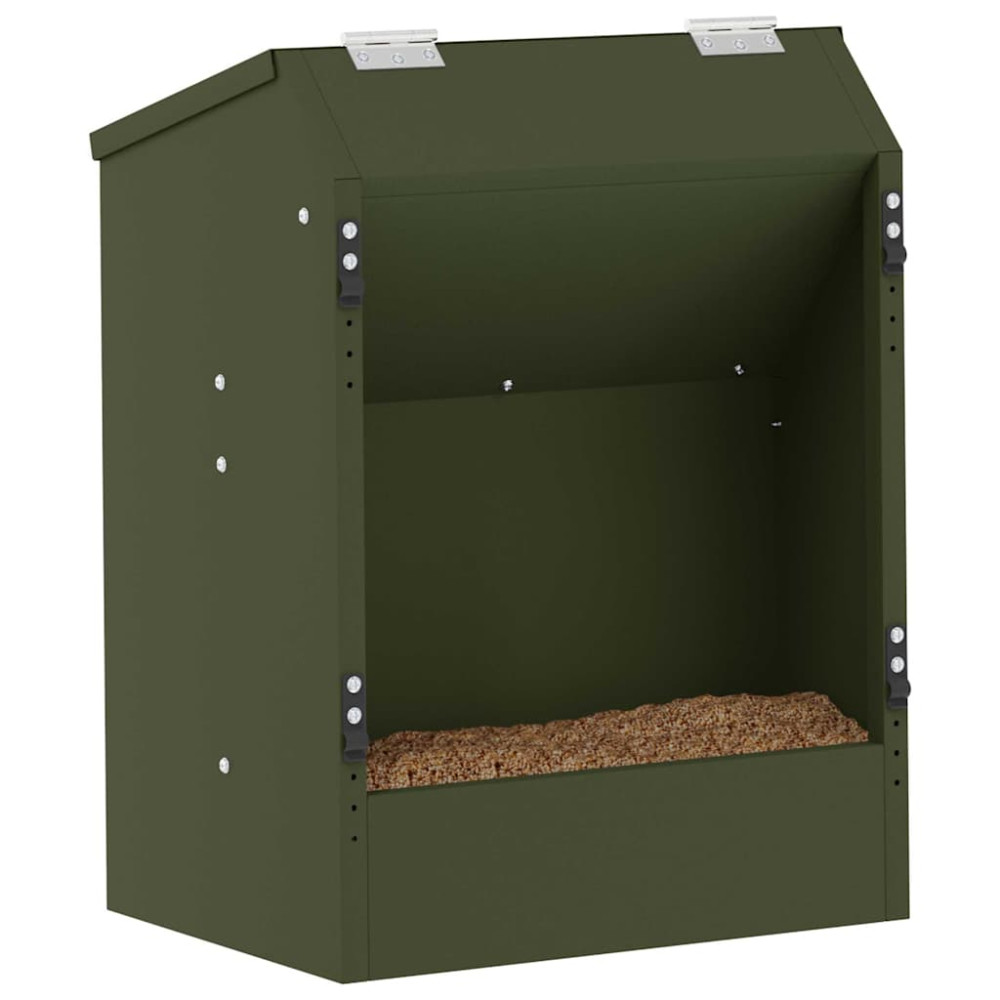 Produktbild för Kaninsmatare Olivgrön 64.5 x 25.5 x 45.5 cm Kallvalsat Stål