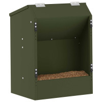 Produktbild för Kaninsmatare Olivgrön 64.5 x 25.5 x 45.5 cm Kallvalsat Stål