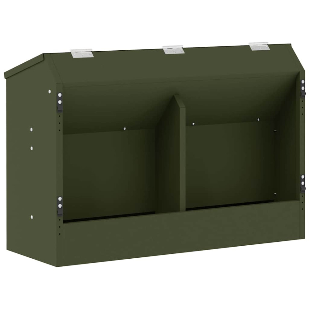 Produktbild för Kaninsmatare Olivgrön 64.5 x 25.5 x 45.5 cm Kallvalsat Stål