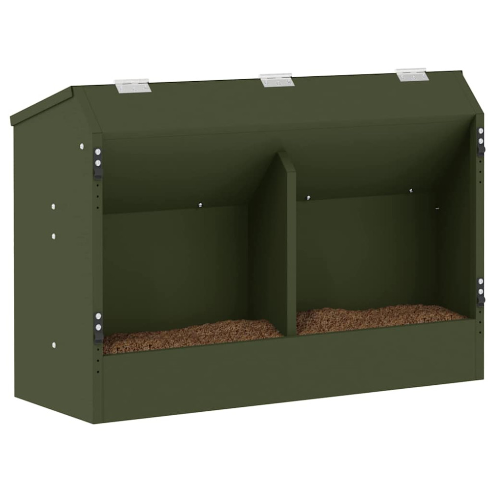 Produktbild för Kaninsmatare Olivgrön 64.5 x 25.5 x 45.5 cm Kallvalsat Stål