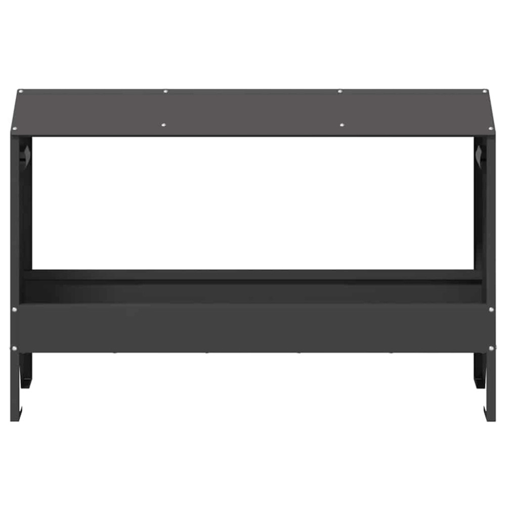 Produktbild för Kycklingmatningsränna Svart 81 x 32 x 53,5 cm Kallvalsat Stål