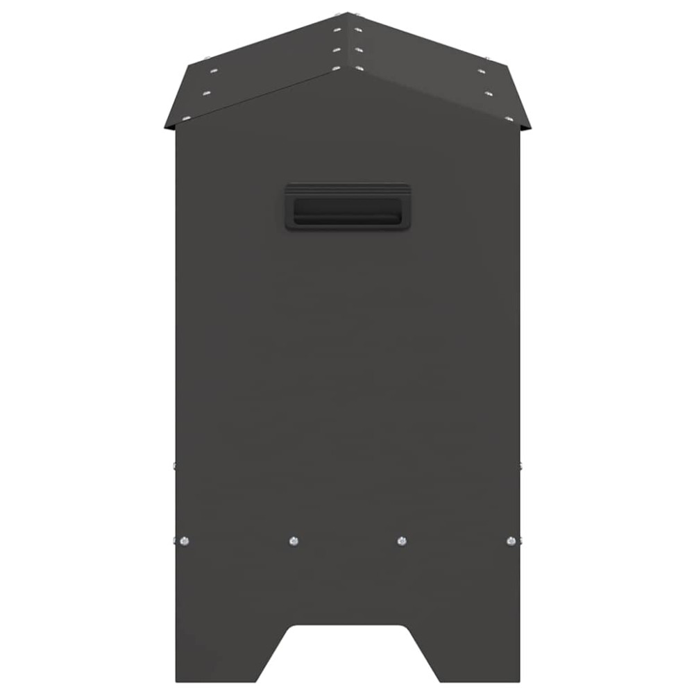 Produktbild för Kycklingmatningsränna Svart 81 x 32 x 53,5 cm Kallvalsat Stål