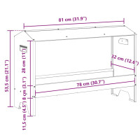 Produktbild för Kycklingmatningsränna Svart 81 x 32 x 53,5 cm Kallvalsat Stål