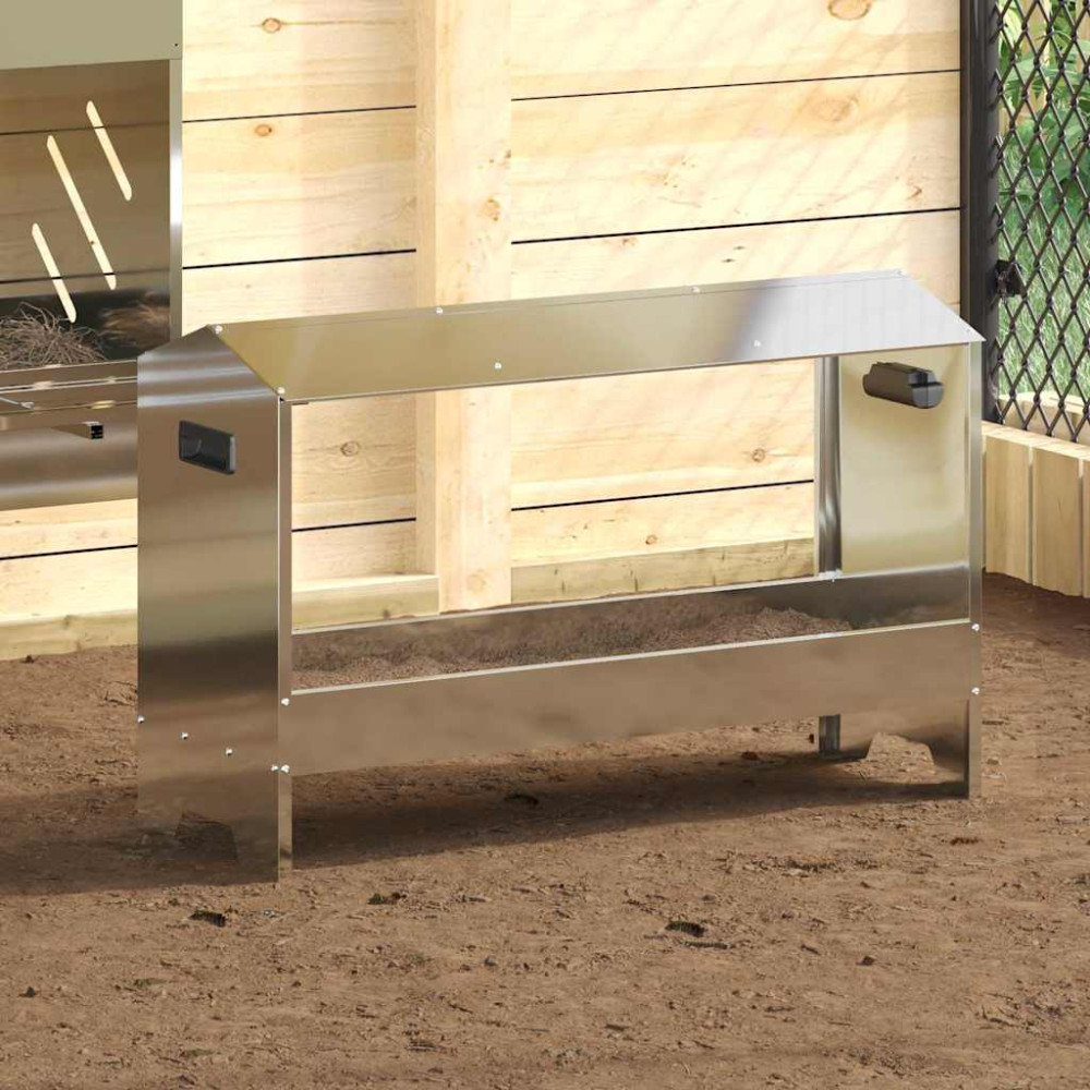 Produktbild för Kycklingmatningsränna Silver 81 x 32 x 53,5 cm