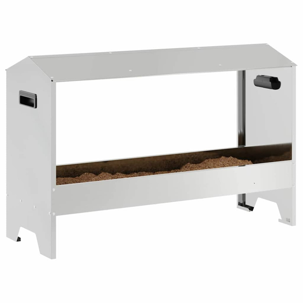 Produktbild för Kycklingmatningsränna Silver 81 x 32 x 53,5 cm