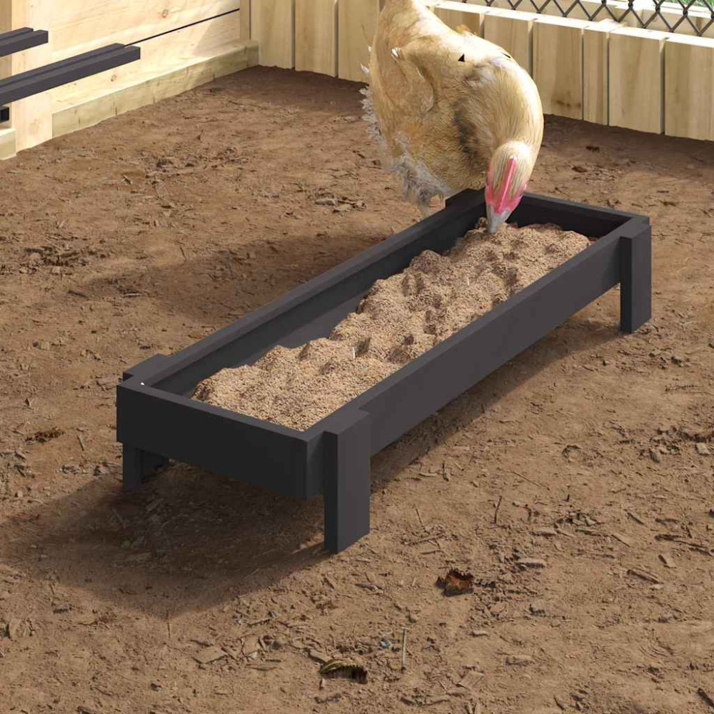 Produktbild för Kycklingmatningsränna Svart 80 x 28 x 13.5 cm Kallvalsat Stål