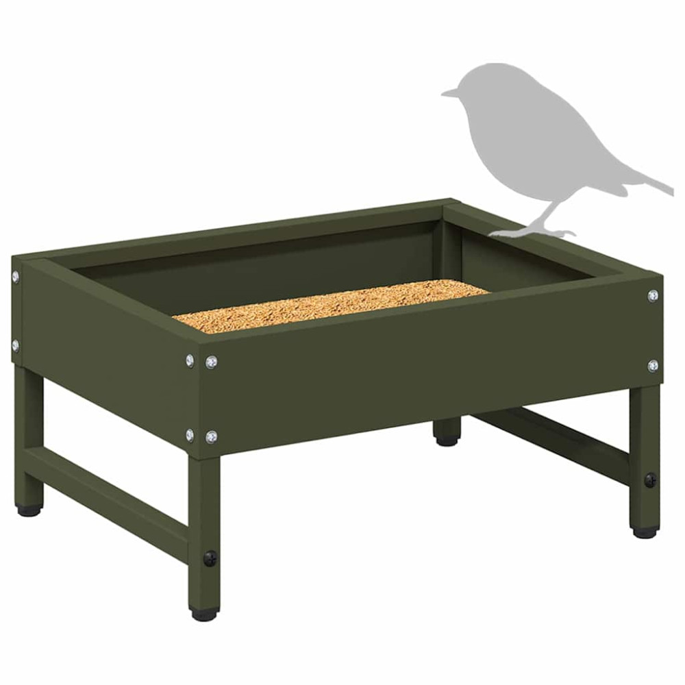 Produktbild för Fågelmatare Olivgrön 80 x 28 x 13.5 cm Kallvalsat Stål
