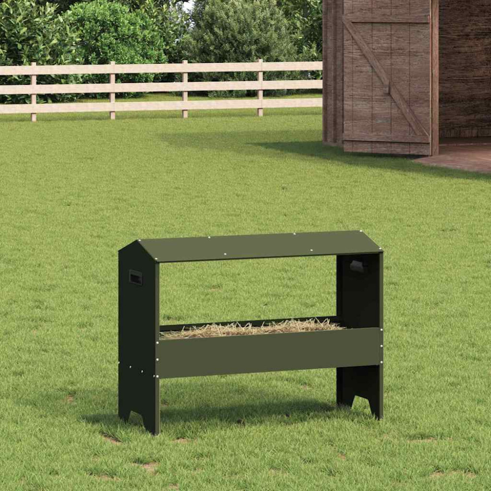 Produktbild för Fodertrog för boskap Olivgrön 79 x 35 x 62 cm Kallvalsat Stål