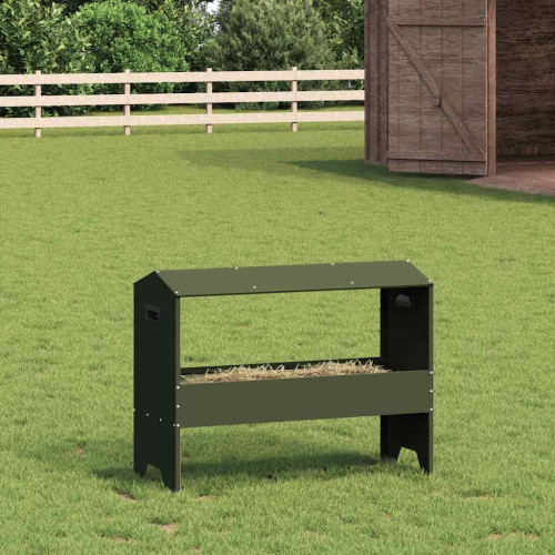 vidaXL Fodertrog för boskap Olivgrön 79 x 35 x 62 cm Kallvalsat Stål