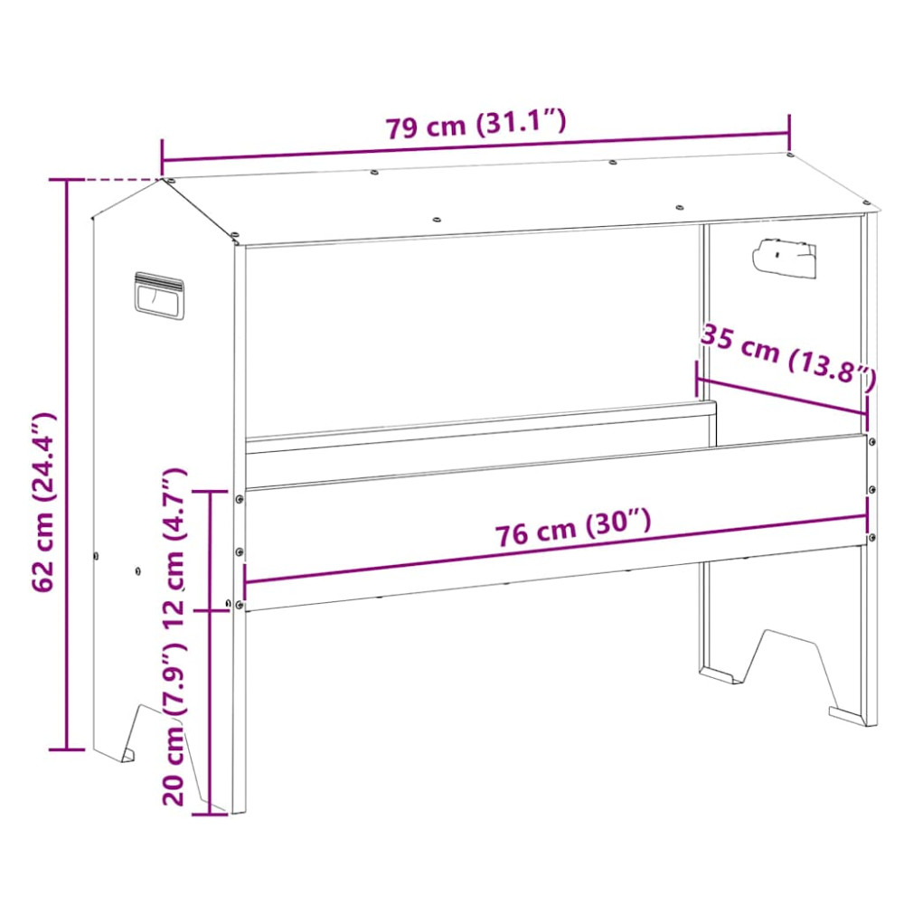 Produktbild för Fodertrog för boskap Olivgrön 79 x 35 x 62 cm Kallvalsat Stål