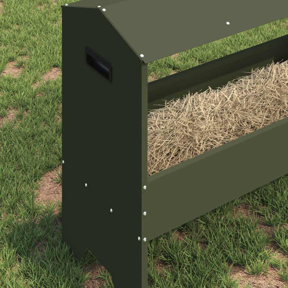 Produktbild för Fodertrog för boskap Olivgrön 79 x 35 x 62 cm Kallvalsat Stål