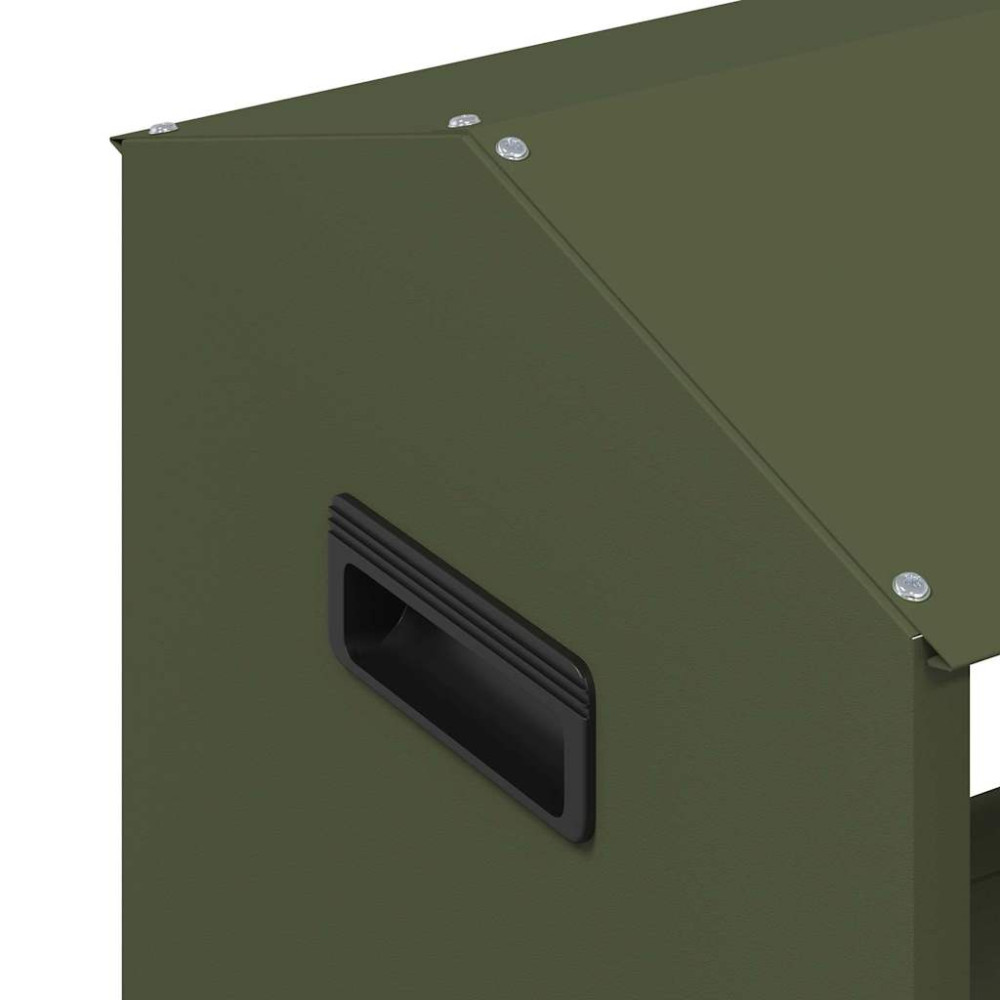 Produktbild för Fodertrog för boskap Olivgrön 79 x 35 x 62 cm Kallvalsat Stål