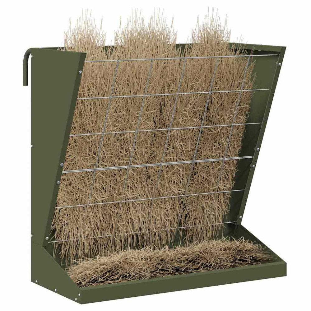 Produktbild för Höutfodrare Olivgrön 71 x 33 x 70 cm Kallvalsat Stål