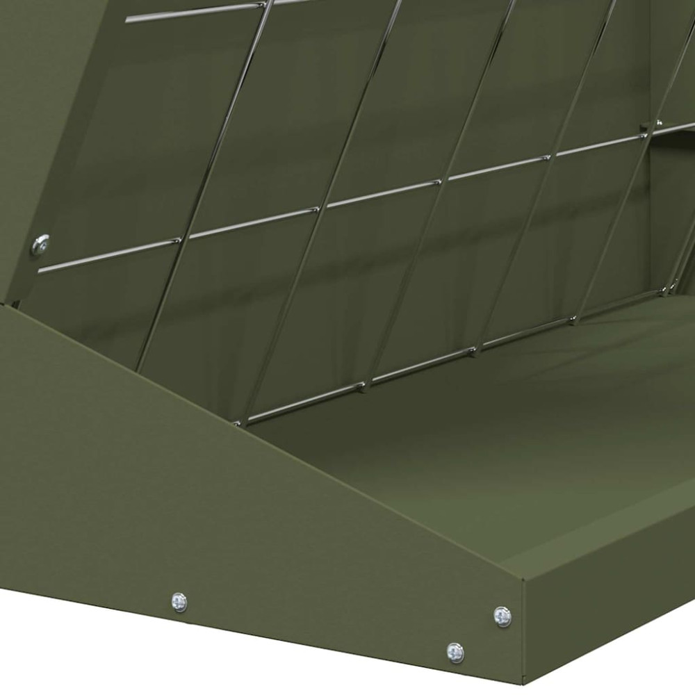 Produktbild för Höutfodrare Olivgrön 71 x 33 x 70 cm Kallvalsat Stål