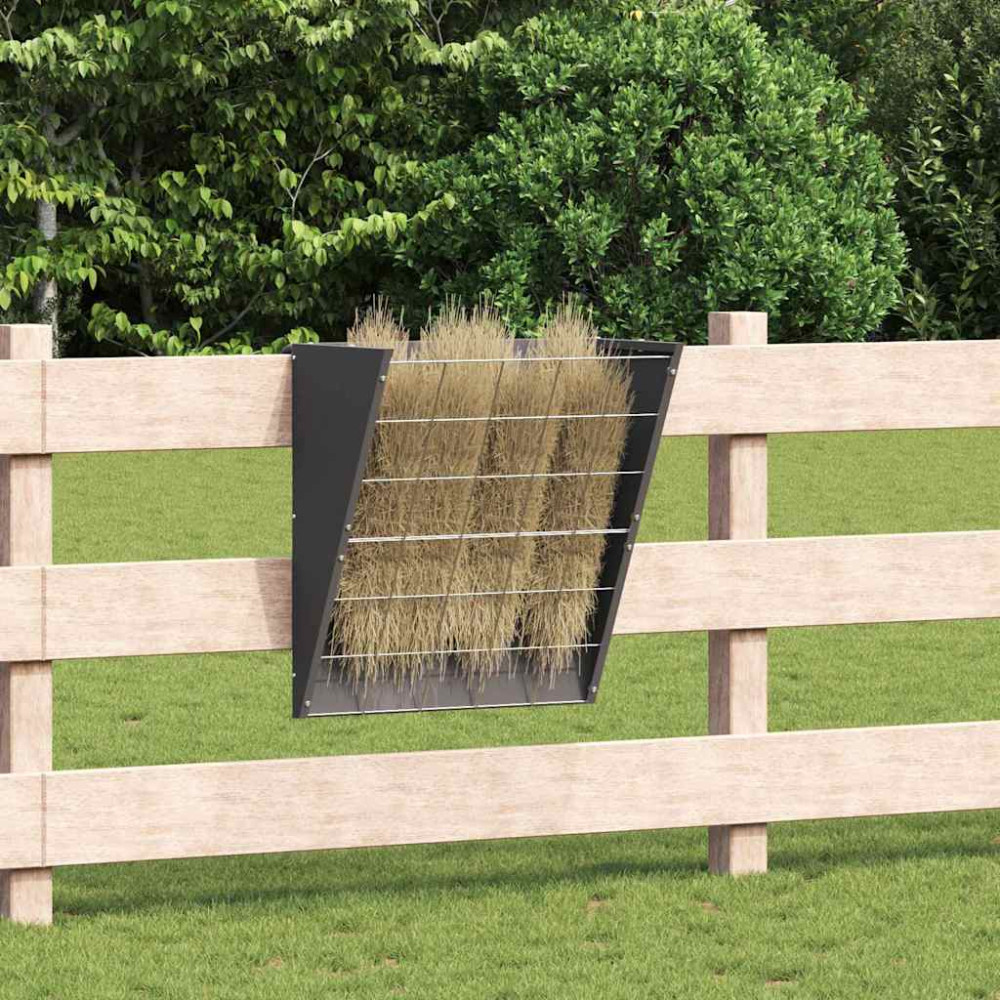 Produktbild för Hängande Höutfodrare Svart 61 x 33 x 66 cm Kallvalsat Stål