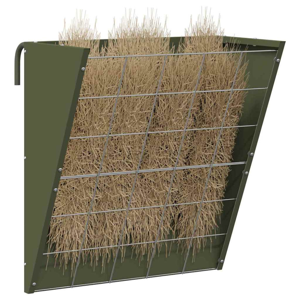 Produktbild för Hängande Höutfodrare Olivgrön 61 x 33 x 66 cm Kallvalsat Stål