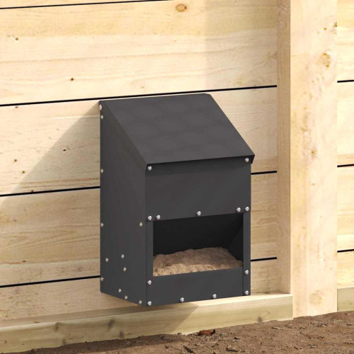vidaXL Hönsfodertråg Svart 21 x 16 x 33 cm Kallvalsat Stål