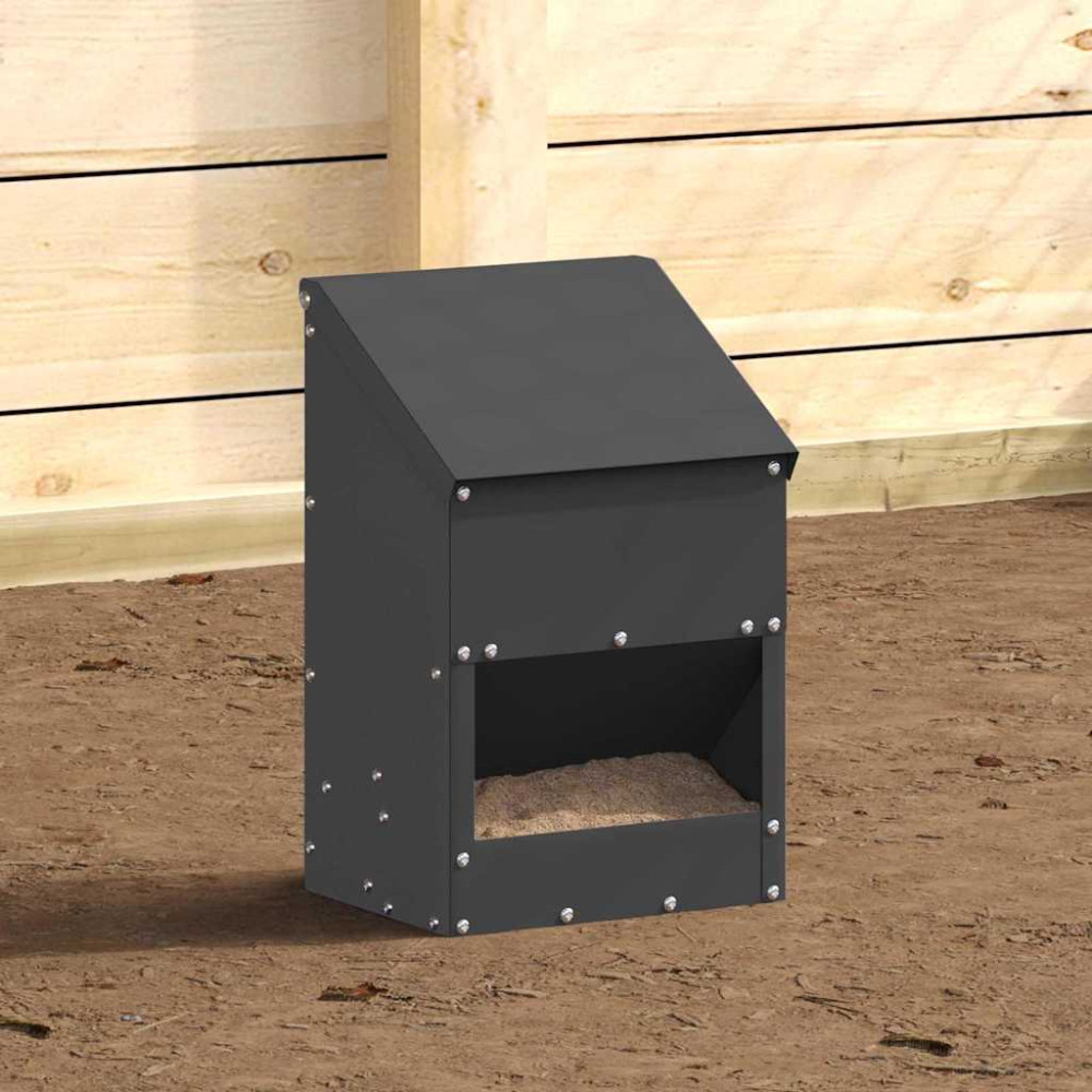 Produktbild för Hönsfodertråg Svart 21 x 16 x 33 cm Kallvalsat Stål