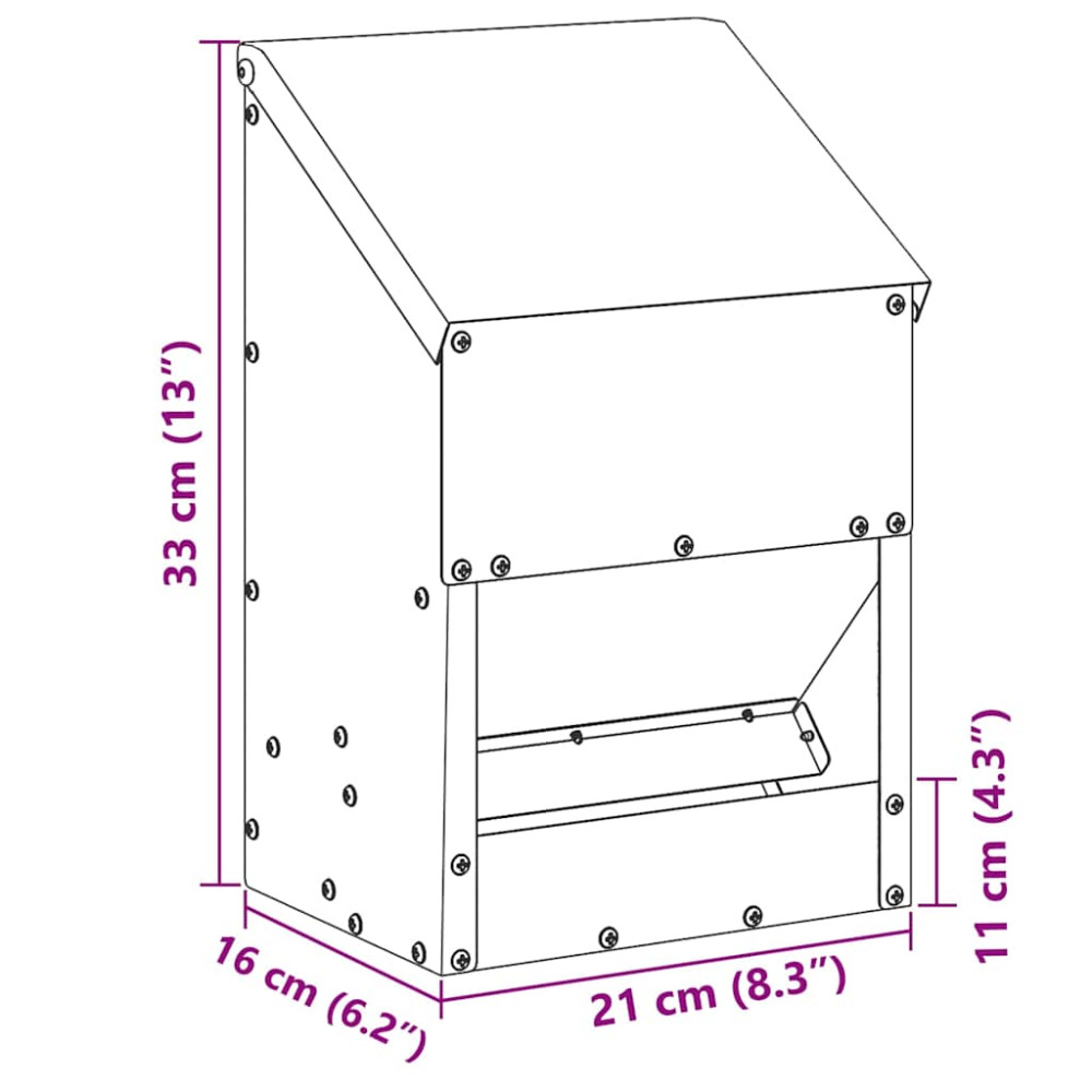 Produktbild för Hönsfodertråg Olivgrön 21 x 16 x 33 cm Kallvalsat Stål