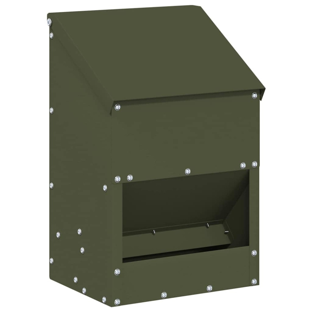 Produktbild för Hönsfodertråg Olivgrön 21 x 16 x 33 cm Kallvalsat Stål