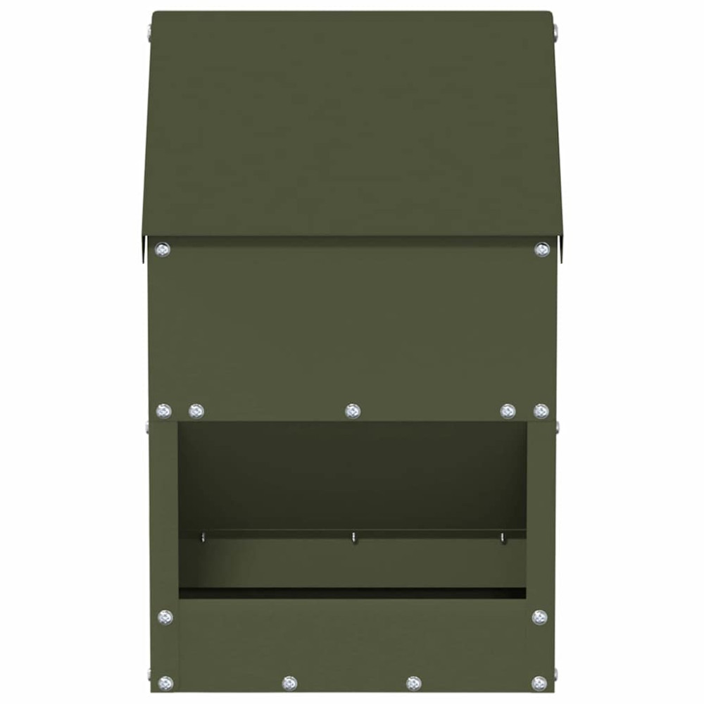 Produktbild för Hönsfodertråg Olivgrön 21 x 16 x 33 cm Kallvalsat Stål