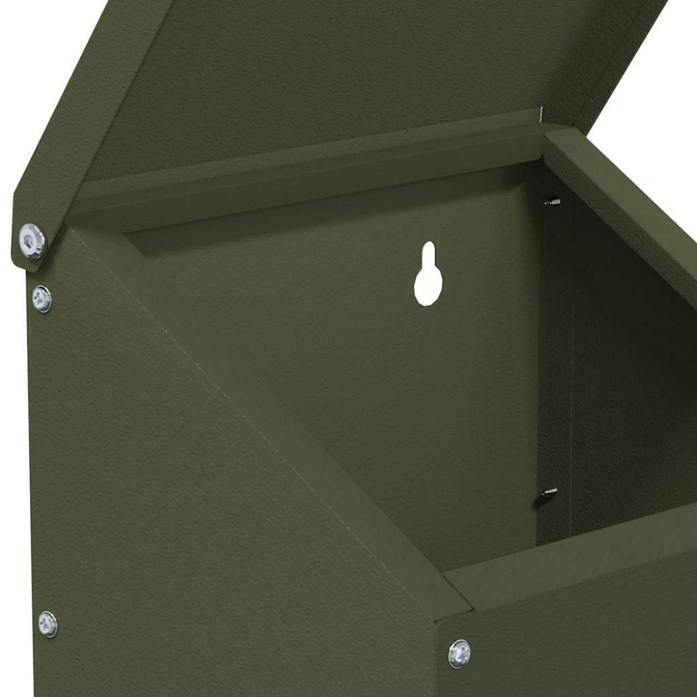 Produktbild för Hönsfodertråg Olivgrön 21 x 16 x 33 cm Kallvalsat Stål