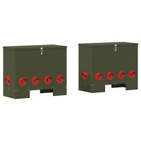 Produktbild för Hönsfodertråg 2 pcs Olivgrön 60,5 x 29 x 51 cm Kallvalsat Stål