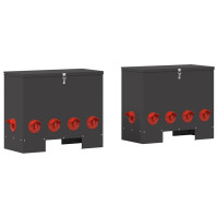 Produktbild för Hönsfodertråg 2 pcs Svart 60,5 x 29 x 51 cm Kallvalsat Stål