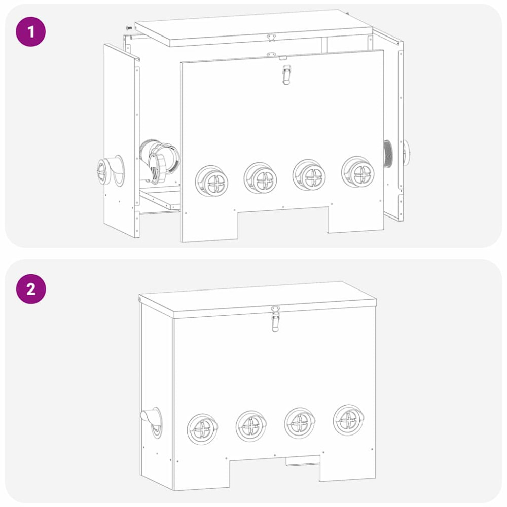 Produktbild för Hönsfodertråg 2 pcs Svart 60,5 x 29 x 51 cm Kallvalsat Stål