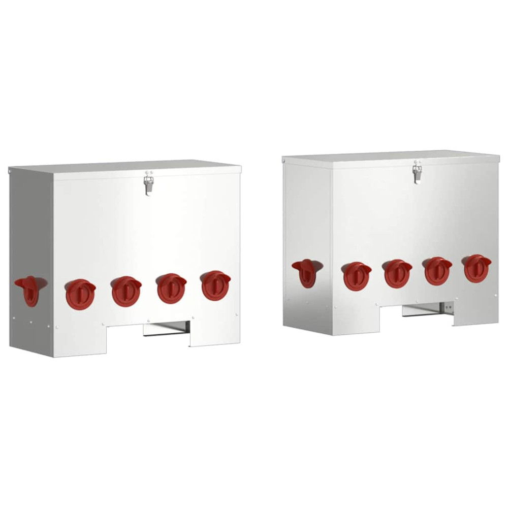 Produktbild för Hönsfodertråg 2 pcs Silver 60,5 x 29 x 51 cm Galvaniserat Stål